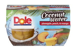 Dole Pineapple, Peach & Mango in Slightly Sweetened Coconut Water - 4 CT