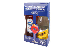 Набір Напій безалкогольний 0.75л 0.5% Vibrante Martini + напій безалкогольний Indian Tonic Schweppes 0.75л к/у