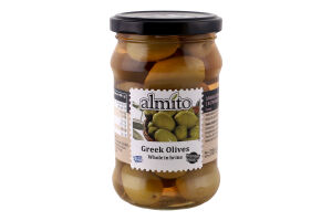 Оливки зеленые сорта Халкидики с косточкой в рассоле Greek Almito с/б 310г