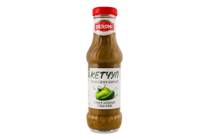 Кетчуп гострий з перцем халапеньйо та зеленими томатами Deroni с/пл 320г