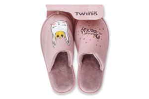 Тапочки закрытые домашние женские замшевые с рисунком №4733 Twins 40 персиковый
