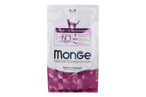 Корм сухий повнораціонний для котів з куркою Adult Natural superpremium Monge м/у 1.5кг