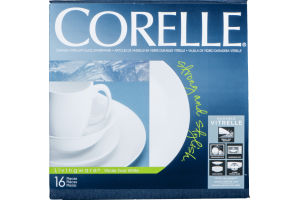 Corelle Livingware Durable Glass Dinnerware Winter Frost White - 16 CT