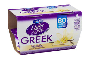 Dannon Light & Fit Greek Nonfat Yogurt Vanilla - 4 CT