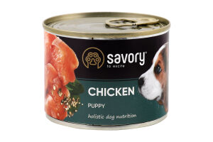 Корм д/цуценят всіх порід з куркою 200г ж/б Сейворі