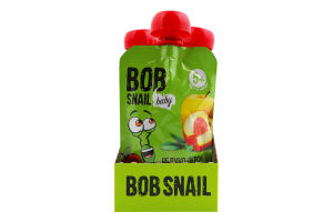 Пюре фруктове для дітей від 5міс гомогенізоване Яблуко-персик Baby Bob Snail д/п 90г