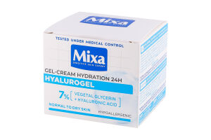 Крем-гель зволожувальний для нормальної та сухої чутливої шкіри обличчя Hyalurogel Mixa 50мл