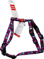 Шлея д/собак Око монстра з QR паспортом анатомічна H-образна нейлон пластиковий фастекс р.S 15мм A30-45см B35-45см WauDog