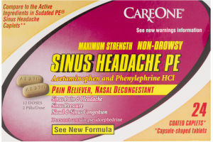 CareOne Maximum Strength Non-Drowsy Sinus Headache PE Coated Caplets - 24 CT