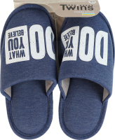 Тапочки закрытые домашние мужские меланж с наклейкой PVC Twins Home Style №17280 40-45