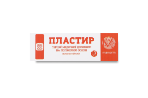 Пластир першої медичної допомоги на полімерній основі 19*72мм 10шт Манорм