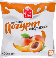 Йогурт 1.4% питний з наповнювачем фруктовим пастеризованим Абрикос Fine Life м/у 400г