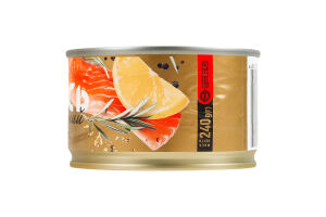 Лосось атлантичний натуральний стерилізований Даринка з/б 240г