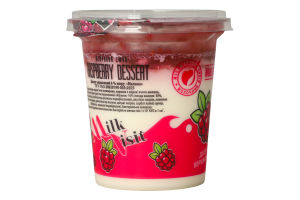 Десерт вершковий з наповнювачем Малина 6% 300г стакан Milk Visit
