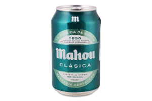 Пиво 330мл 4.8% світле фільтроване пастеризоване Clasica Mahou з/б