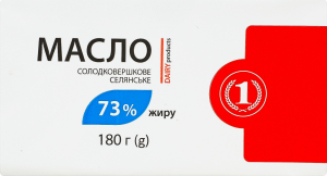Масло 73% сладкосливочное Крестьянское ТМ "1" м/у 180г