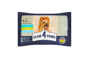 Корм консервированный для взрослых собак С ягненком + С кроликом + С лососем Premium Club 4 Paws м/у 4x0.085кг