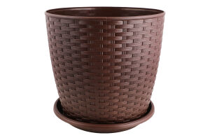 Горщик д/квітів Ротанг темно-коричневий з підставкою 24*22см арт114058 Алеана