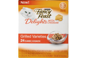 Purina Fancy Feast Delights With Cheddar Gourmet Cat Food Grilled Varieties - 24 CT