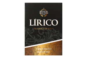 Вино Тінто червоне сухе 12,5% 3л т/п Ліріко