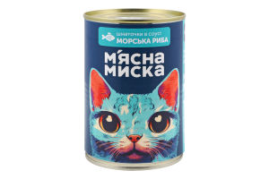 Корм д/дорослих котів Шматочки з морською рибою в соусі 415г ж/б М"ясна миска