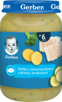 Пюре рыбно-овощное для детей от 6мес стерилизованное Рыба с картофелем, цукини и брокколи Gerber с/б 190г