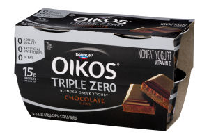 Dannon Oikos Triple Zero Blended Greek Nonfat Yogurt Chocolate - 4 PK