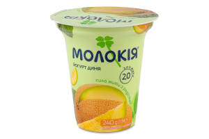 Йогурт 2% з наповнювачем фруктовим пастеризованим Диня Молокія ст 240г