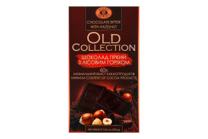 Шоколад гіркий з лісовим горіхом Old collection Бісквіт Шоколад к/у 200г