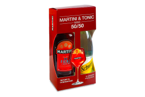 Набор Вермут 0.75л 15% красный сладкий Fiero Martini + Напиток безалкогольный Indian tonic Schweppes 1л к/у 2шт