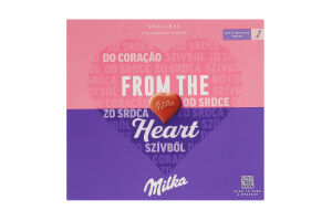 Конфеты с кремово-клубничной начинкой в молочном шоколаде Heart Milka к/у 5х22г