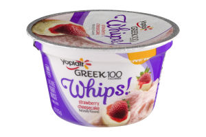 Yoplait Greek 100 Whips! Fat Free Yogurt Mousse Strawberry Cheesecake