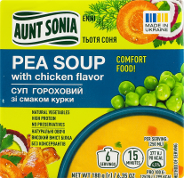 Суп гороховий з горохом варено-сушеним та натуральними сушеними овочами зі смаком курки Тьотя Соня м/у 180г