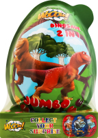 Яйце пластикове для дівчинки та хлопчика з цукерками та сюрпризом Dinosaur egg Jumbo Wooow м/у 80г