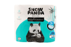 Папір туалетний 3-х шаровий Sensitive Extra Care Snow Panda 4шт