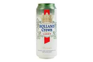 Пиво 0.5л 4.8% светлое пастеризованное Lager Holland Crown ж/б