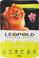 Корм консервированный для взрослых собак с телятиной Мясной деликатес Premium Leopold д/п 100г