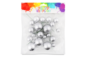 Топер д/торту Кулька срібло 20шт