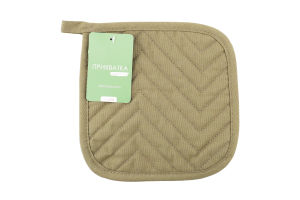 Прихватка Клітинка зелено-гірчична напівпанама 20*20см Homeline