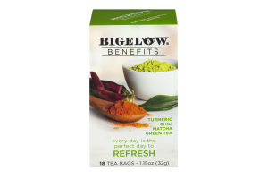 Bigelow Benefits Turmeric Chili Matcha Green Tea Bags - 18 CT