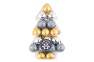 Набір куль Ялинка різдвяна пластик 3см 17шт