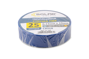 Стрічка ізоляційна синя ПВХ 0,13мм*19мм 25м Солар