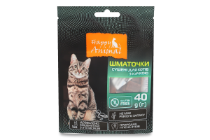 Корм сухой дополнительный для котов Кусочки сушеные с уткой Happy Animal д/п 40г