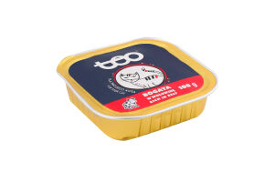 Корм влажный полнорационный для взрослых кошек с говядиной Тео лоток 100г