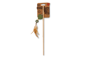 Іграшка д/котів Fun Natural Дражнилка з сердечком з пресованої котячої м'яти з пером джутова мотузка 60см WauCat