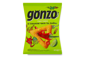 Трикутники кукурудзяні зі смаком чилі та лайма Gonzo м/у 40г