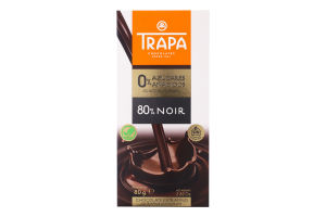 Шоколад 80% чорний без додавання цукру з підсолоджувачем Noir Trapa к/у 80г