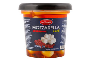 Сир Mozzarella мікро з паприкою в олії 45% 330г стакан Lactama