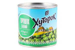 Горошок зелений стерилізований Хуторок 1с з/б 420г