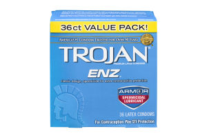 Trojan ENZ Armor Spermicidal Lubricant Premium Latex Condoms - 36 CT